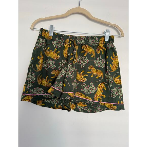 HAUTE DREAMZ Women’s Short Pajama Set Green Cheetah Fun Jungle Print Small - Picture 2 of 13